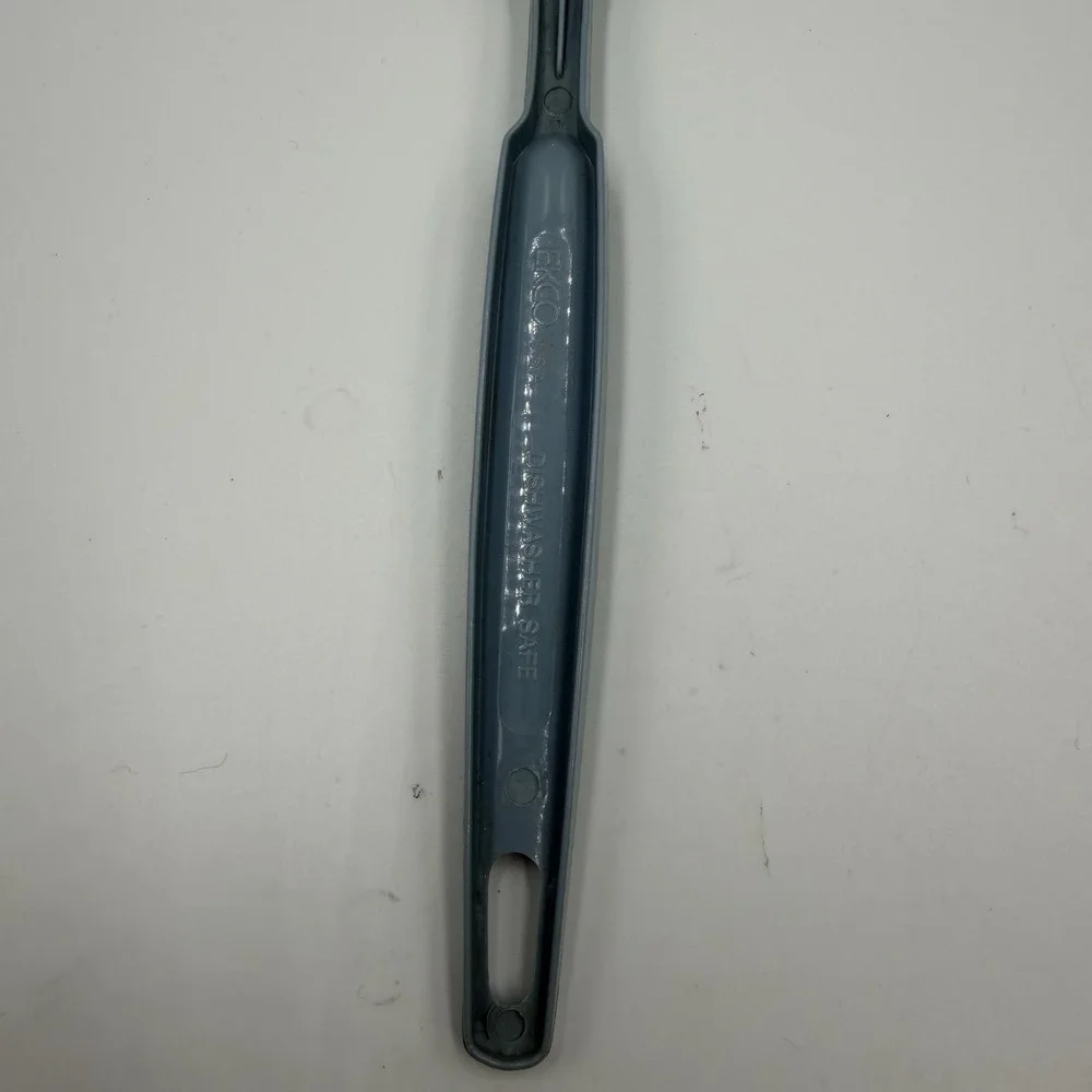 Vintage EKCO Blue Slotted Serving Spoon USA Plastic Kitchen Utensil
